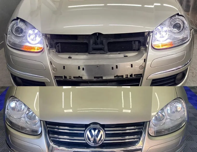 Antes y después de un juego de ópticas con LED en un Volkswagen — ADM TEAM